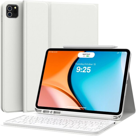 🆕Case w/Keyboard for iPad Pro 12" & Air 13  White *SEE Details on Compatibility - Picture 1 of 4